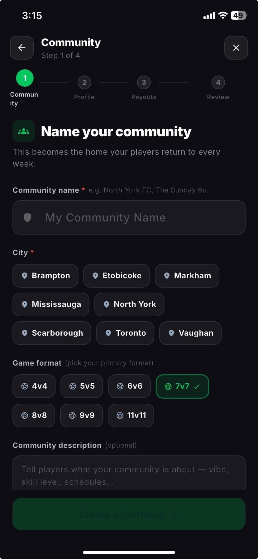 Name your community setup wizard